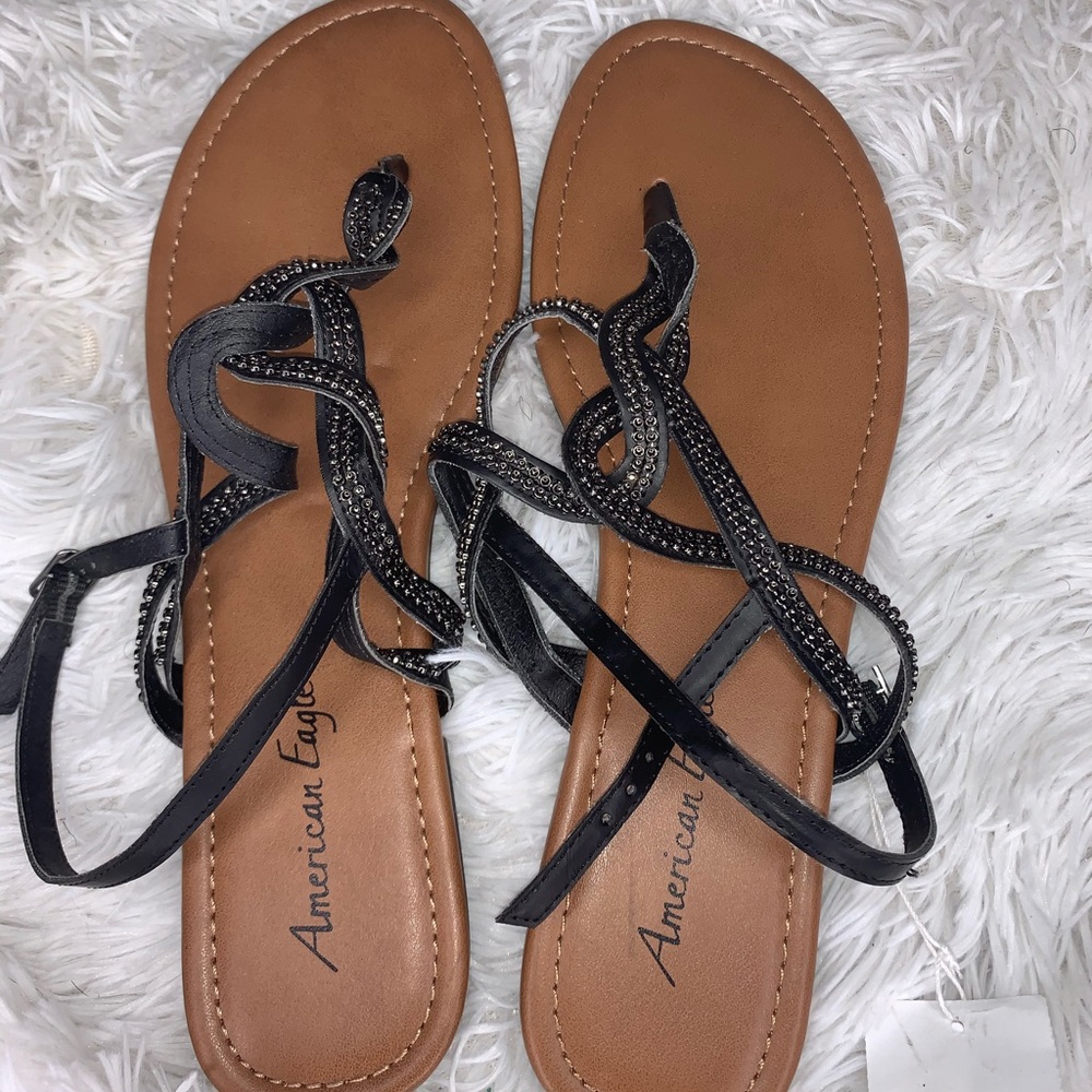 Black Stud Strapped Sandals